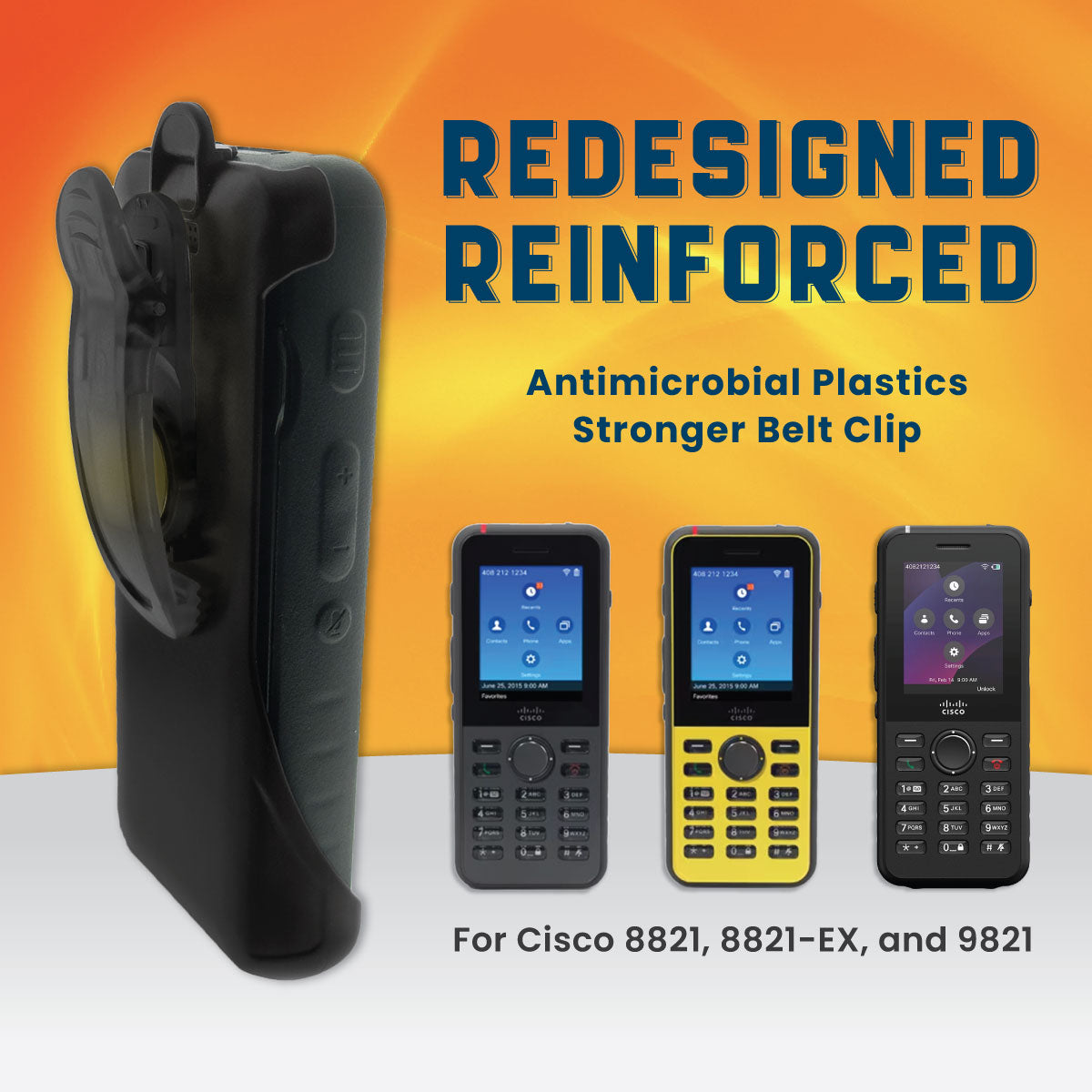 15-PACK: Plastic Holster with Swivel Belt Clip for Cisco 8821 & 9821 Series Phone