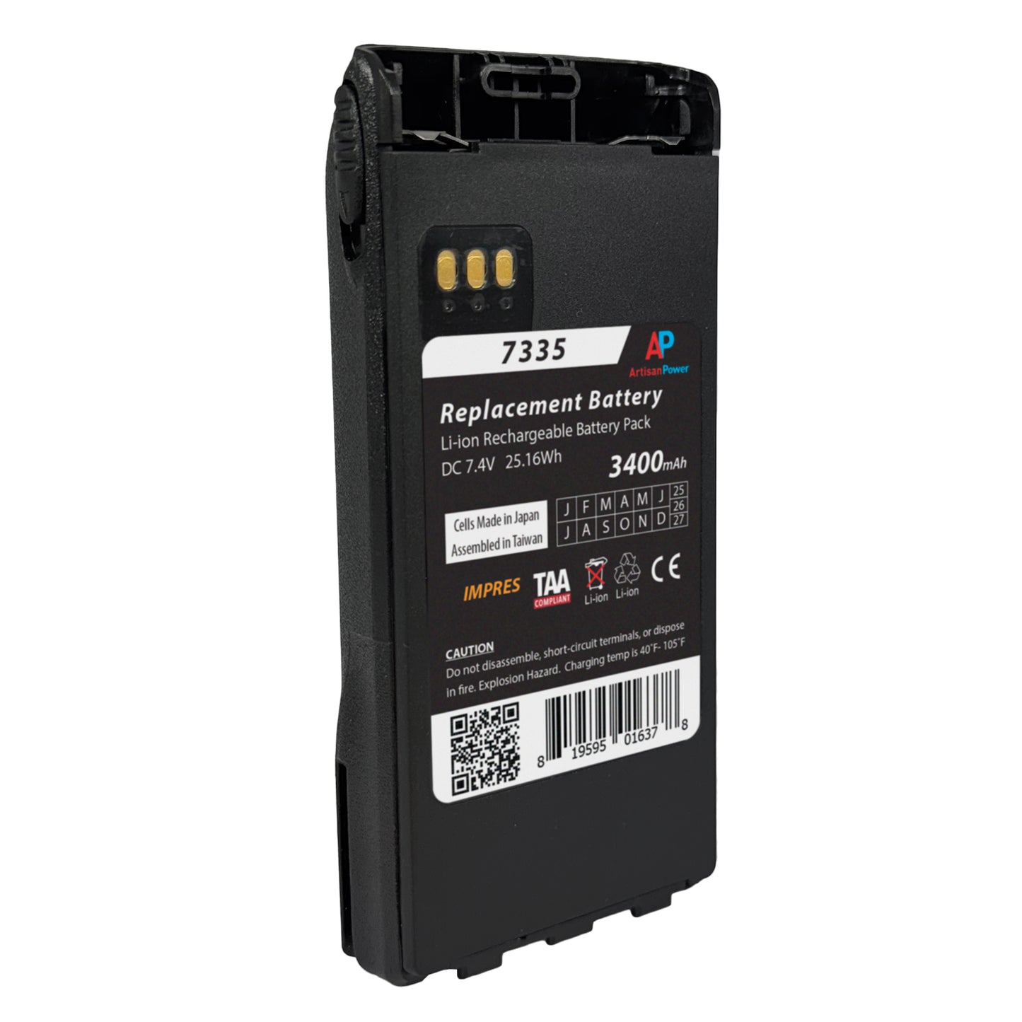 Motorola XTS 2500 and XTS 1500 Radios IMPRES Replacement Battery for (3400 mAh) image 1