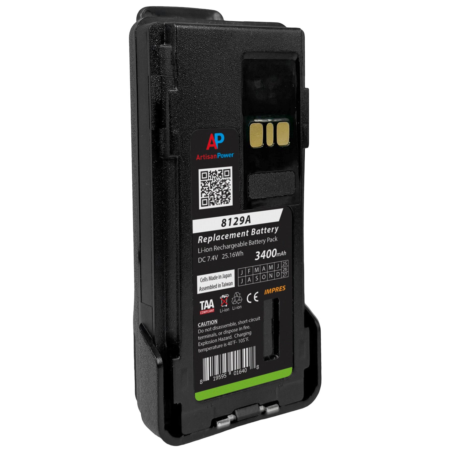 Replacement Ext IMPRES Battery for Motorola APX4000, APX3000, APX2000, & APX1000. 3400 mAh image 1