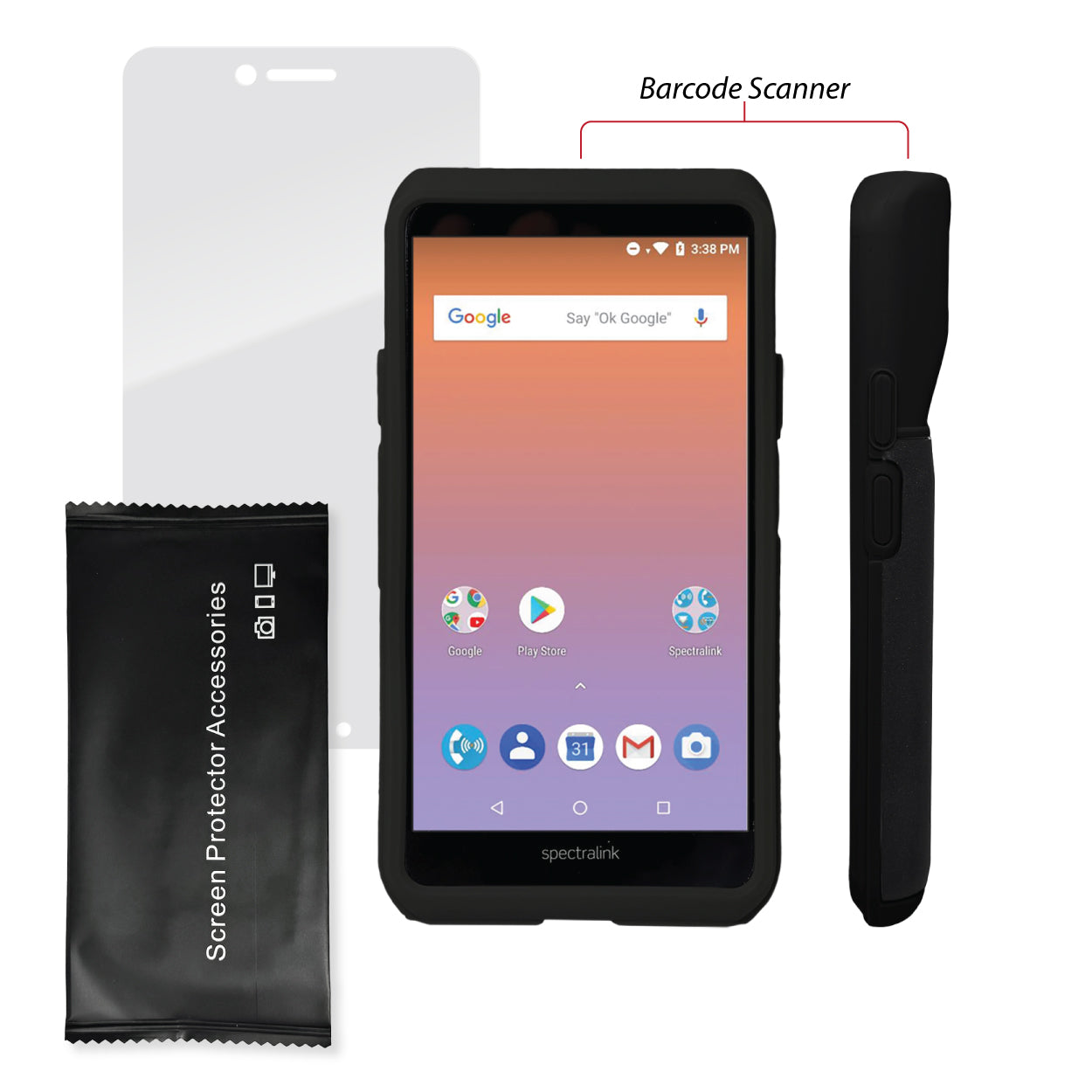 Black Silicone Case and Screen Protector Bundle for Spectralink Versity 9553 & 9653 and Cisco WebEx 860S Phone (with Scanner) image 1