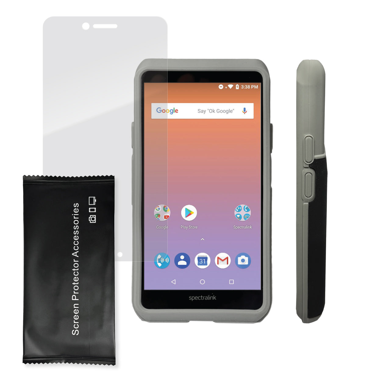 Gray Silicone Case and Screen Protector Bundle for Spectralink Versity 9540 & 9640 and Cisco WebEx 860 Phone (without Scanner) image 1