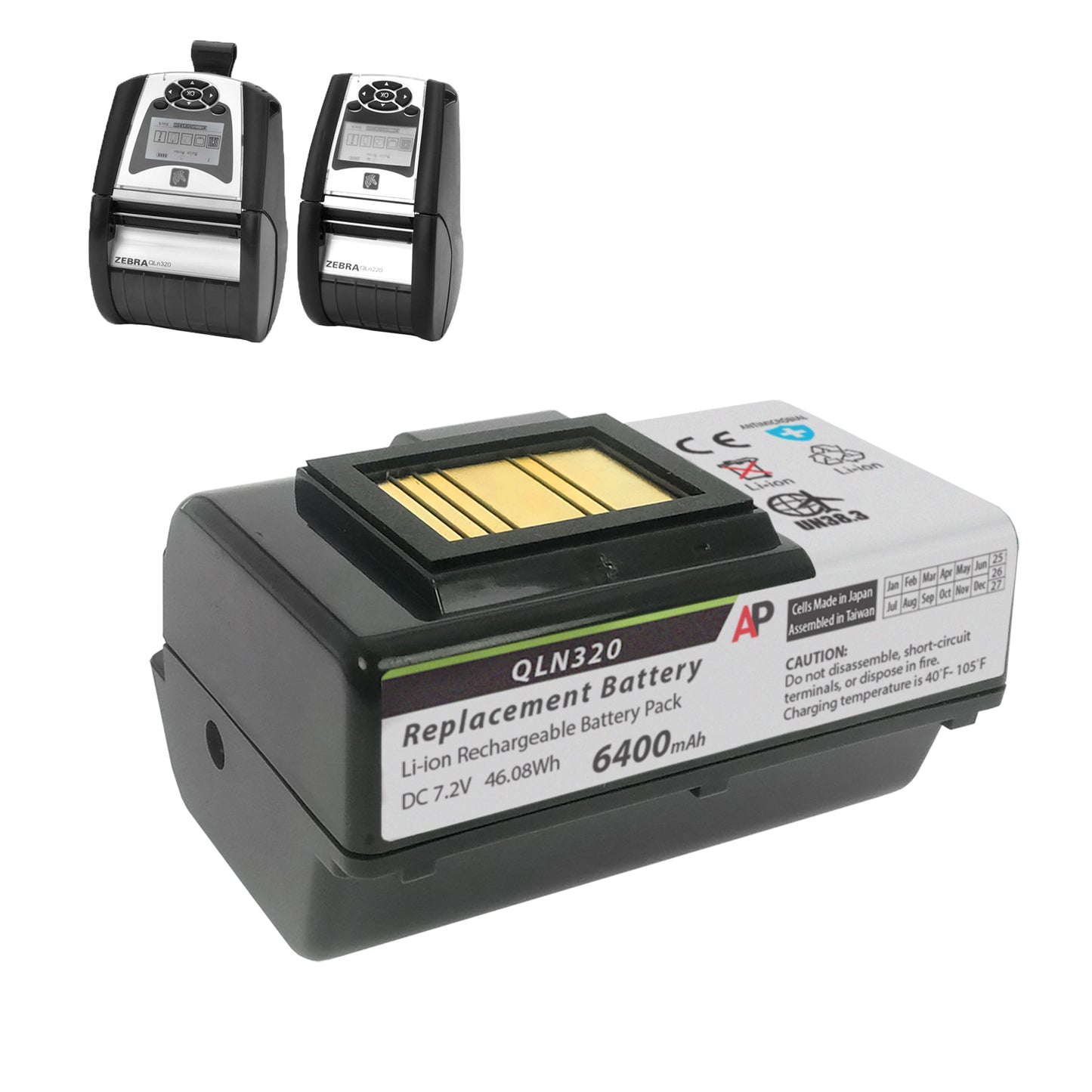 Zebra / Comtec QLn320 & QLn220 Printers: Replacement Battery (Extended Capacity)