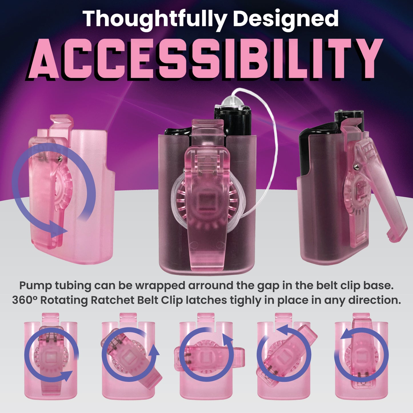 Holster with clip for Medtronic MiniMed 630G, 640G, 670G, 770G, 780G (Translucent Pink)