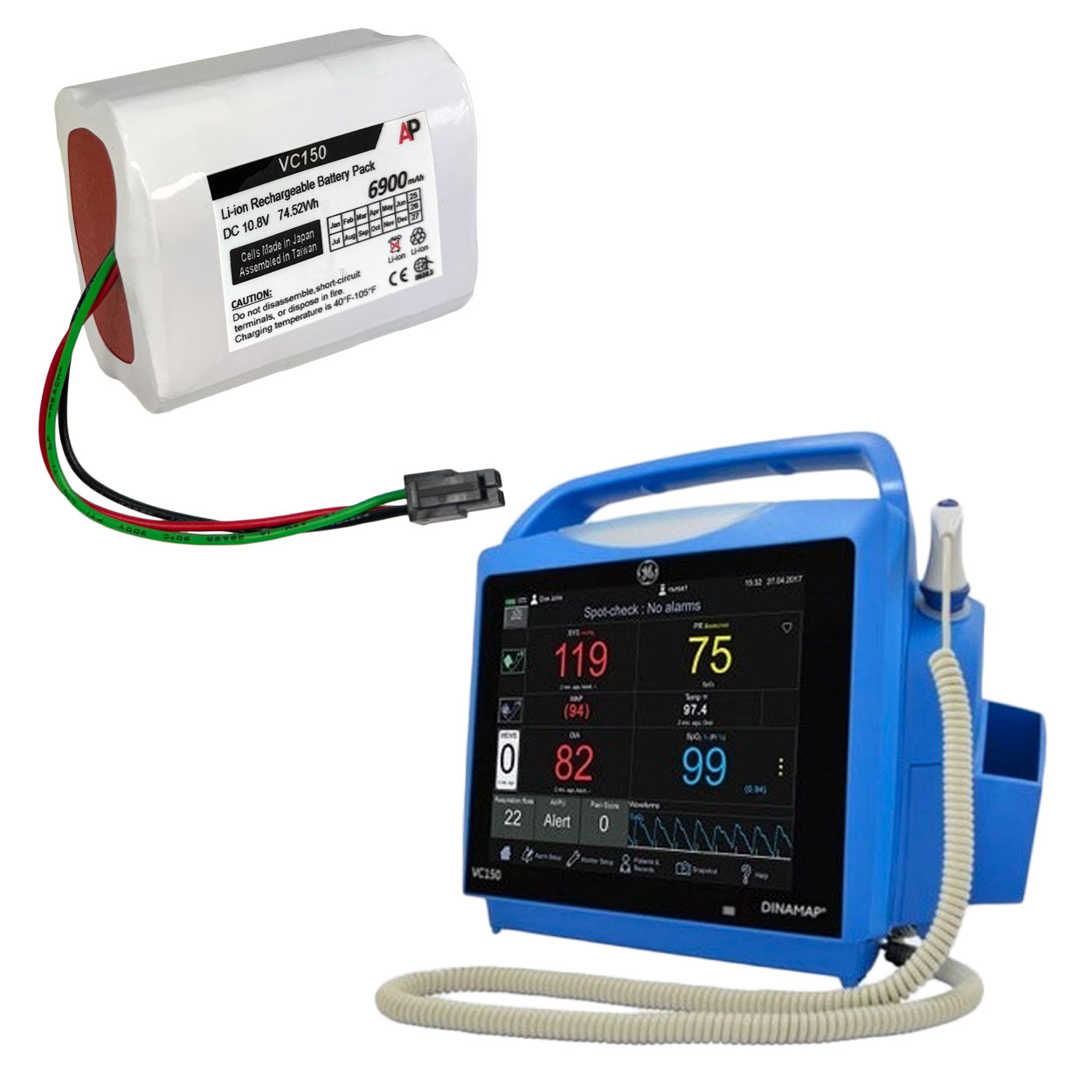 GE / Marquette / Critikon Carescape VC150 and Dinamap Vital Signs Monitor VC150 Replacement Battery