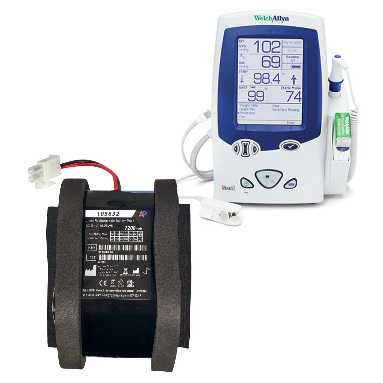 Replacement Battery for Welch Allyn LXi, 45NEO-E6 Spot Vital Signs