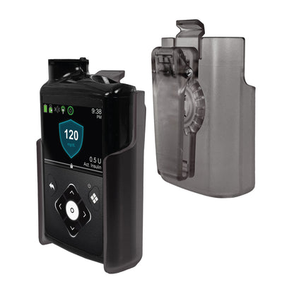 Holster with clip for Medtronic MiniMed 630G, 640G, 670G, 770G, 780G (Translucent Black)