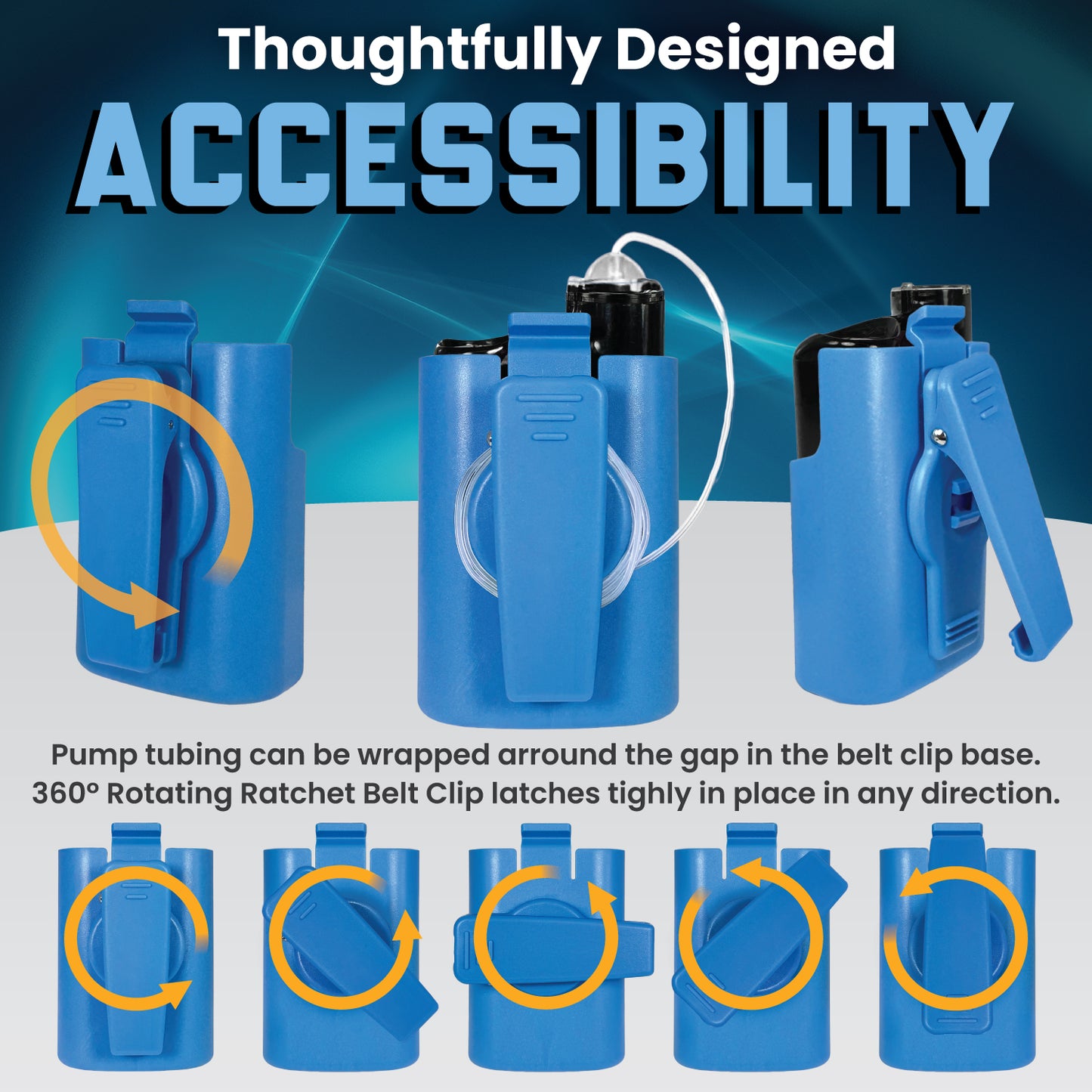 Holster with clip for Medtronic MiniMed 630G, 640G, 670G, 770G, 780G (Matte Blue)