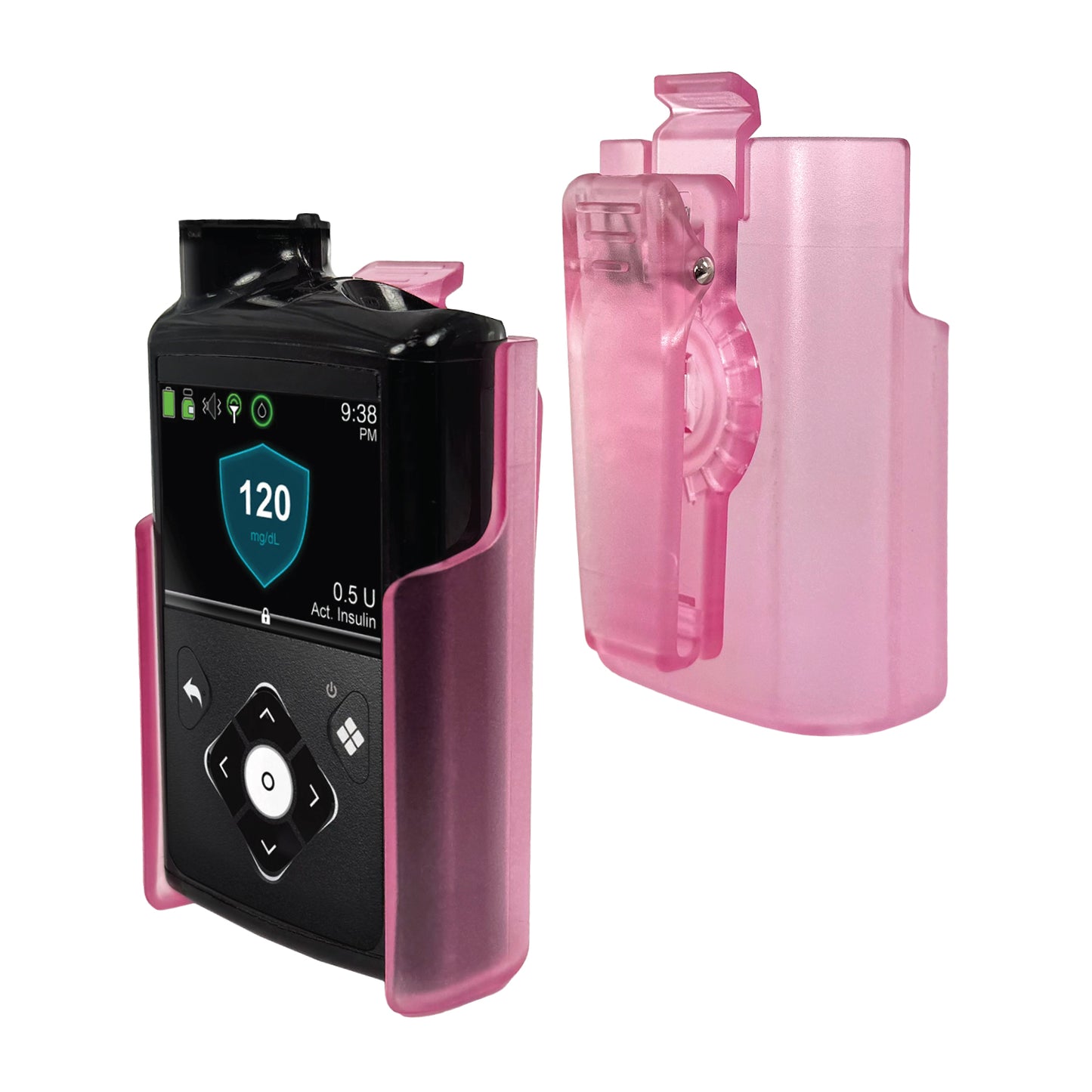 Holster with clip for Medtronic MiniMed 630G, 640G, 670G, 770G, 780G (Translucent Pink)
