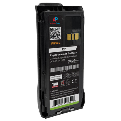 Replacement IMPRES Battery for Motorola MOTOTRBO R7 and R7a Radios. 3400 mAh