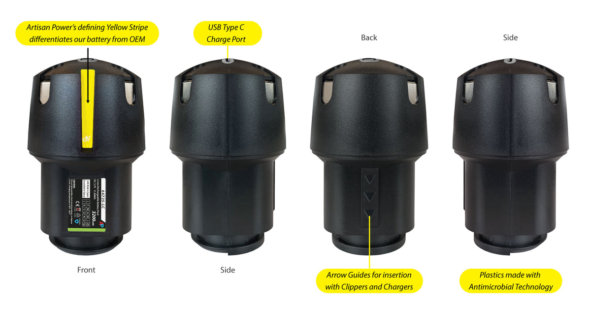 Andis PowerGroom AGR and BGR Series Clippers Replacement Battery - Lithium Ion with Type-C Port & Power Supply