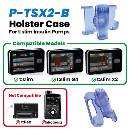 Holster with clip for Tandem Insulin pump t:Slim X2, G4 and Control IQ (Blue)