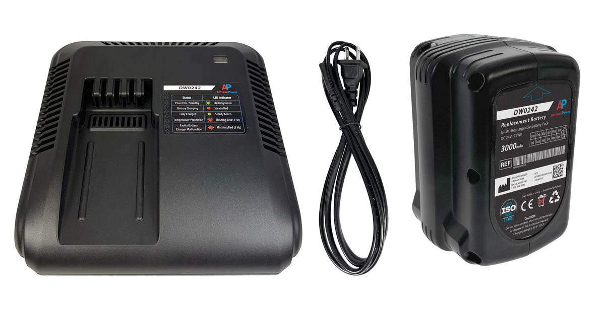 Charger AND Battery for DW0242 - Compatible for Stryker Power Pro XT, IT, TL Ambulance CotPower. Supply Included.