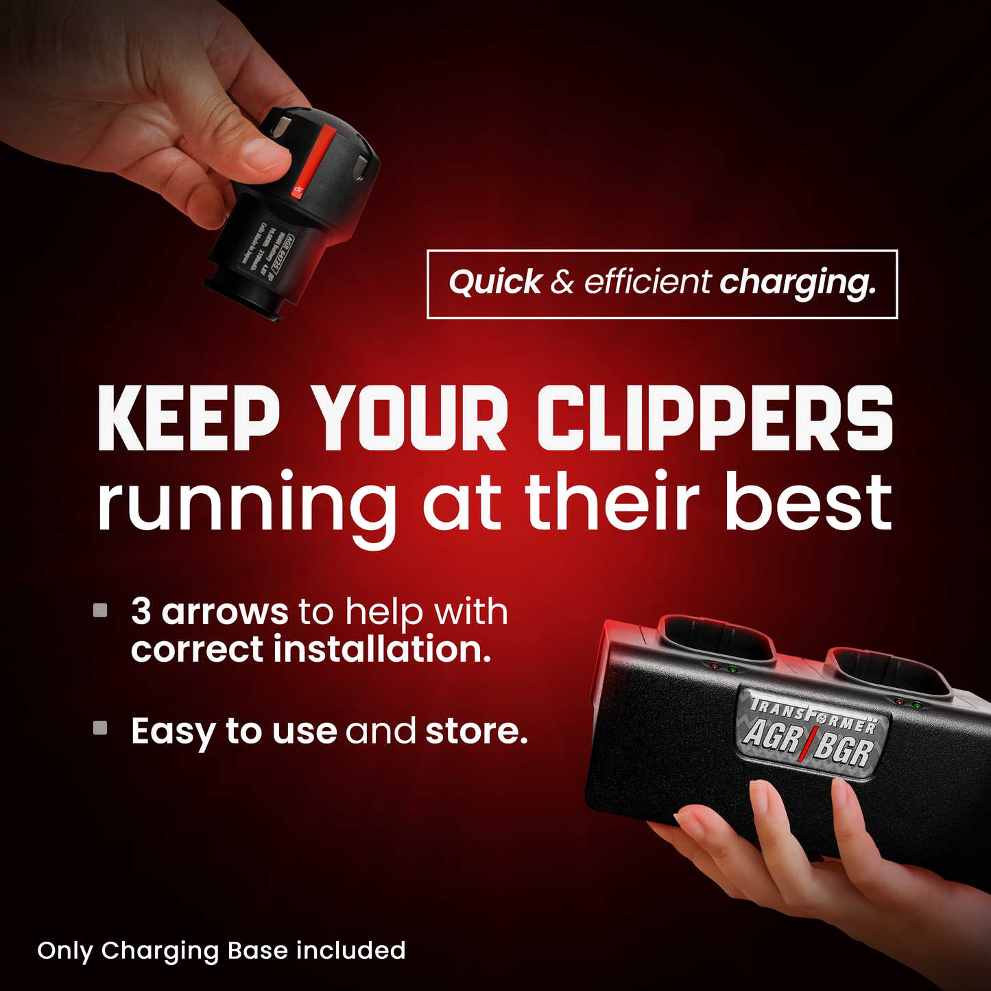 Dual Battery Charger for Andis PowerGroom AGR and BGR Series Clippers. Charges 2 Batteries at once!
