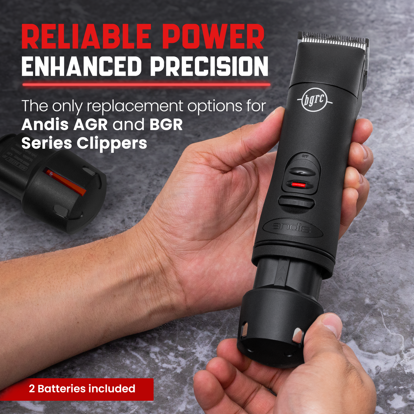 2-Pack: Andis PowerGroom AGR and BGR Series Clippers Replacement Battery