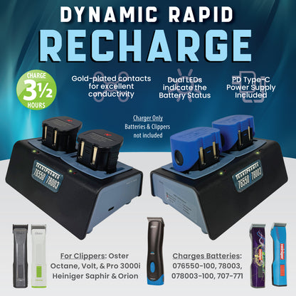 Transformer Charger for two Clipper Batteries for the Oster Octane, Oster Volt, Heiniger Saphir, Hei