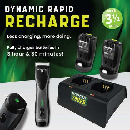 One Charger + Two Andis Supra ZR II and Pulse ZR II Clipper Batteries (79025 and DBLC-2)