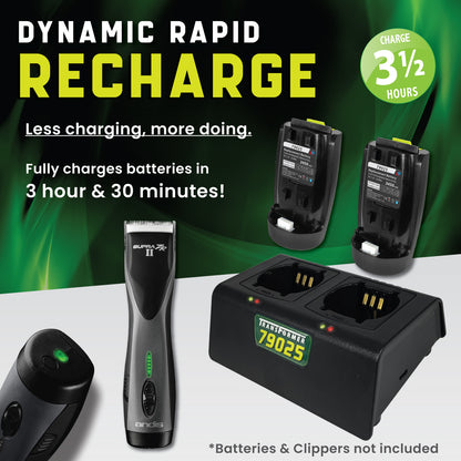 Charger for two Andis Supra ZR II and Pulse ZR II Clipper Batteries