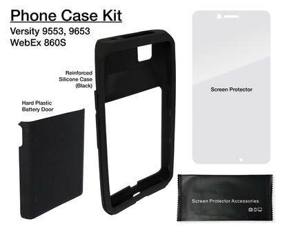 Black Silicone Case and Screen Protector Bundle for Spectralink Versity 9553 & 9653 and Cisco WebEx 860S Phone (with Scanner)