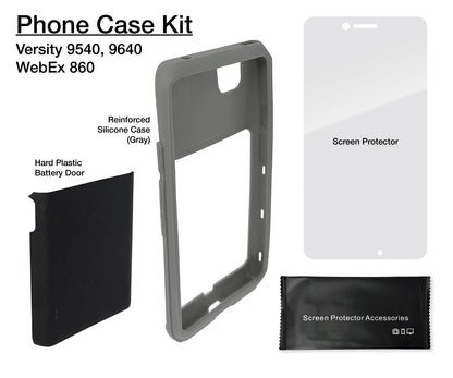 Gray Silicone Case and Screen Protector Bundle for Spectralink Versity 9540 & 9640 and Cisco WebEx 860 Phone (without Scanner)