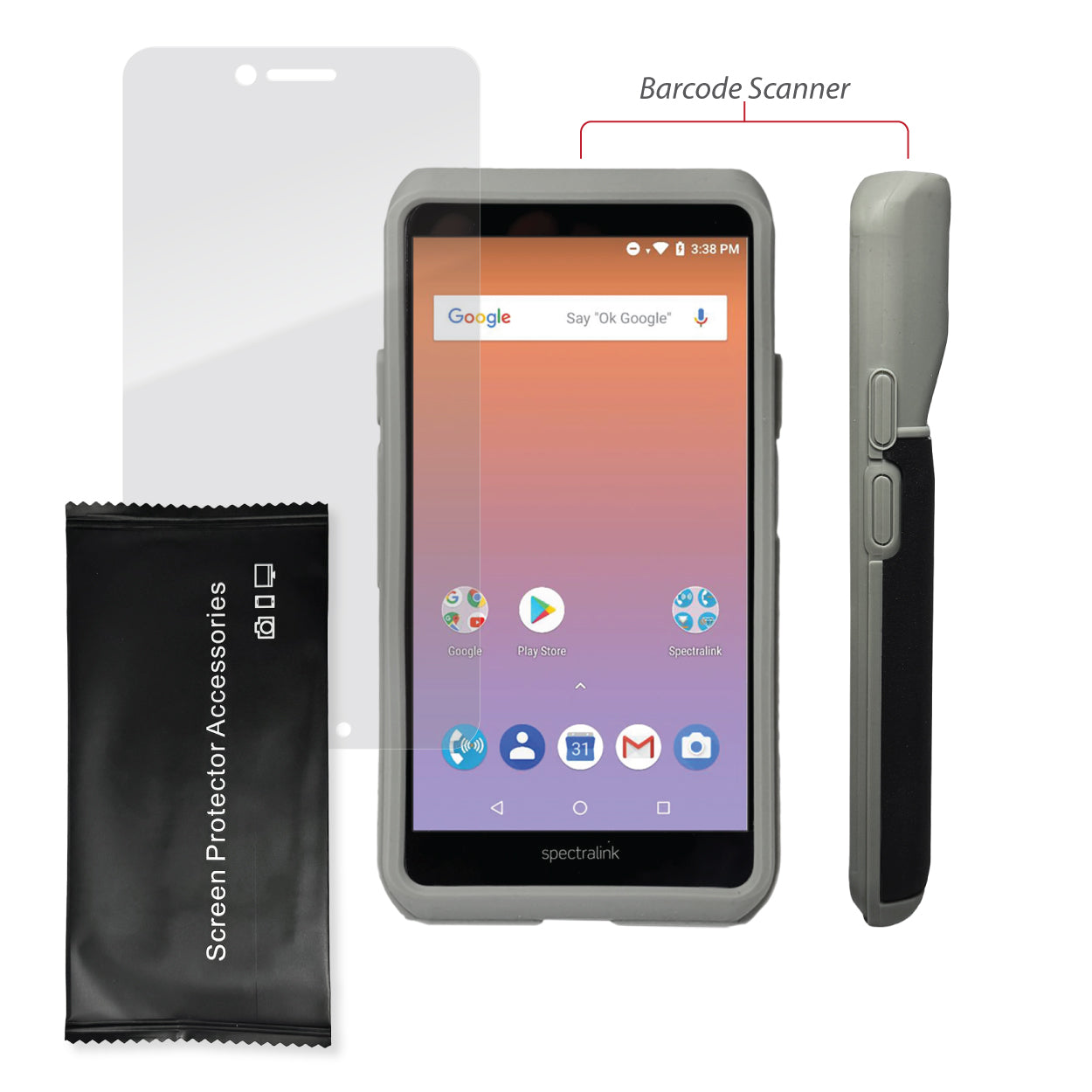 Gray Silicone Case and Screen Protector Bundle for Spectralink Versity 9553 & 9653 and Cisco WebEx 860S Phone (with Scanner)