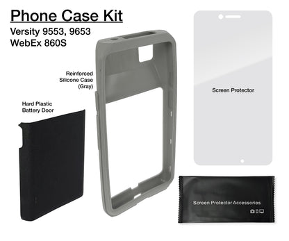 Gray Silicone Case and Screen Protector Bundle for Spectralink Versity 9553 & 9653 and Cisco WebEx 860S Phone (with Scanner)