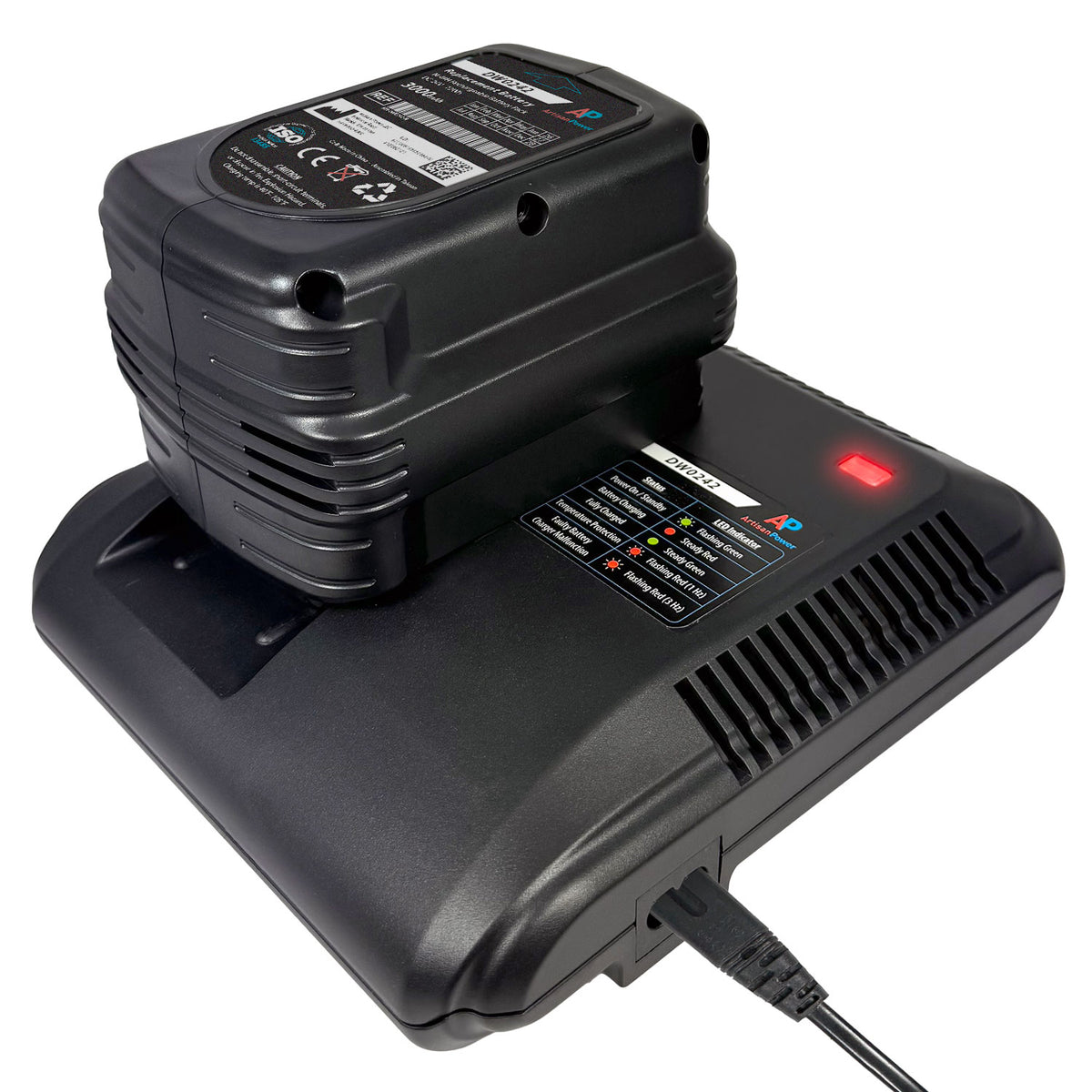 Charger AND Battery for DW0242 - Compatible for Stryker Power Pro XT, IT, TL Ambulance CotPower. Supply Included.