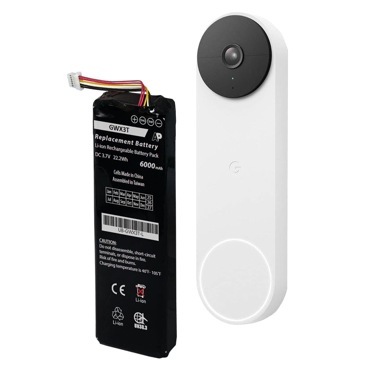 Google Nest WiFi Smart Video Doorbell GWX3T & GA01318-US Replacement Battery