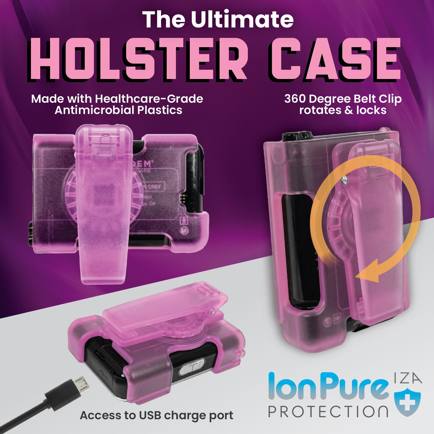 Holster with clip for Tandem Insulin pump t:Slim X2, G4 and Control IQ (Pink)