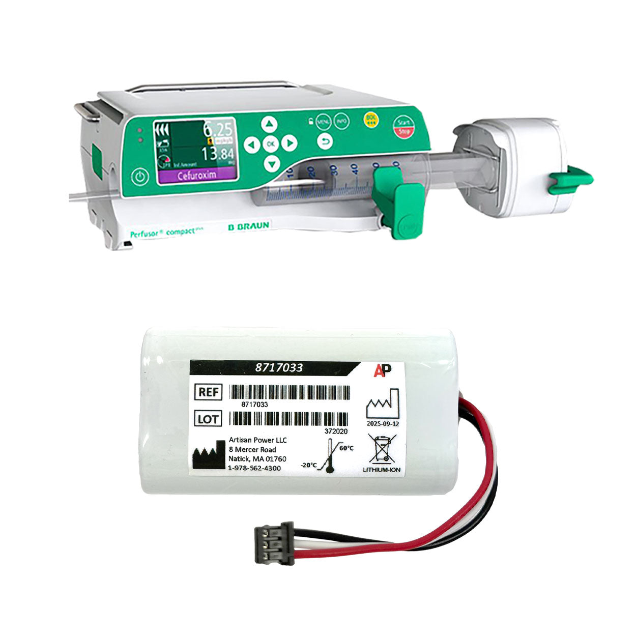B. Braun Perfusor Compact Plus Syringe Pump Replacement Battery