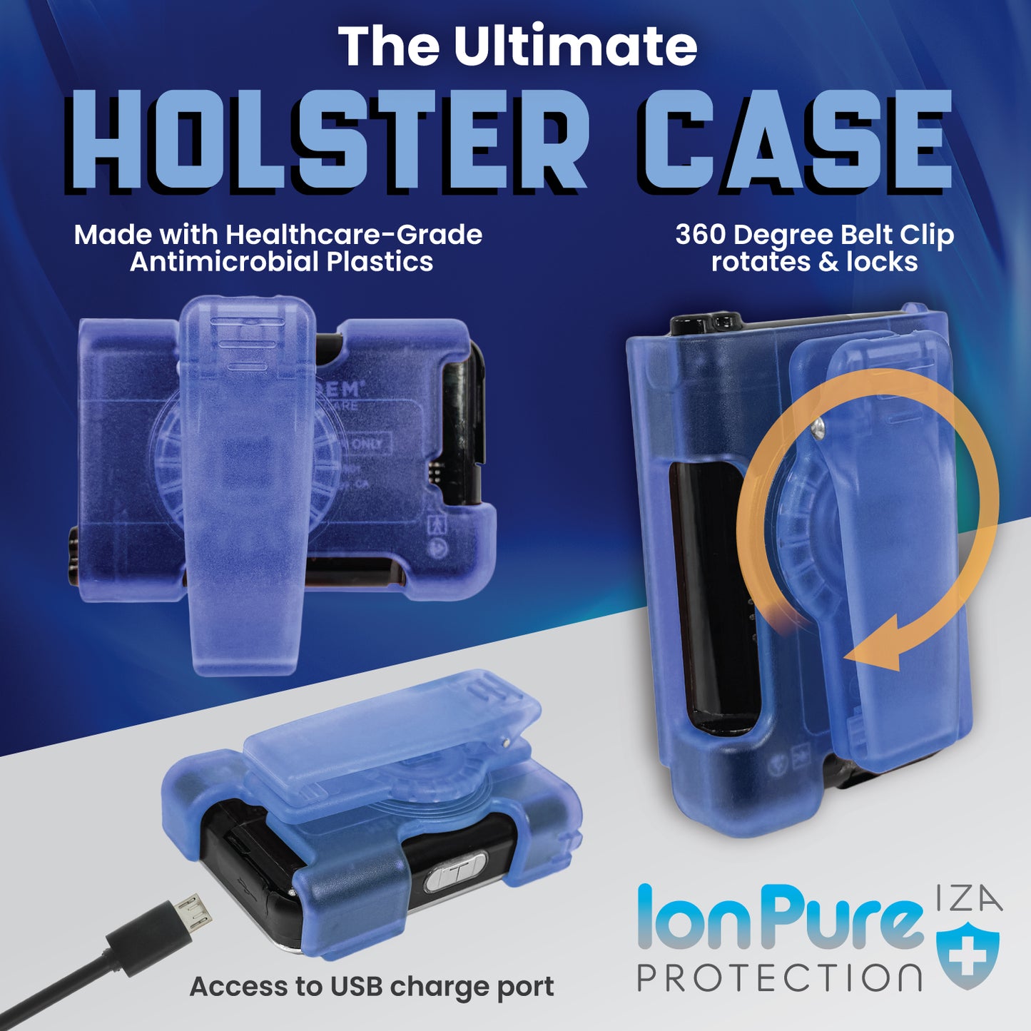 Holster with clip for Tandem Insulin pump t:Slim X2, G4 and Control IQ (Blue)